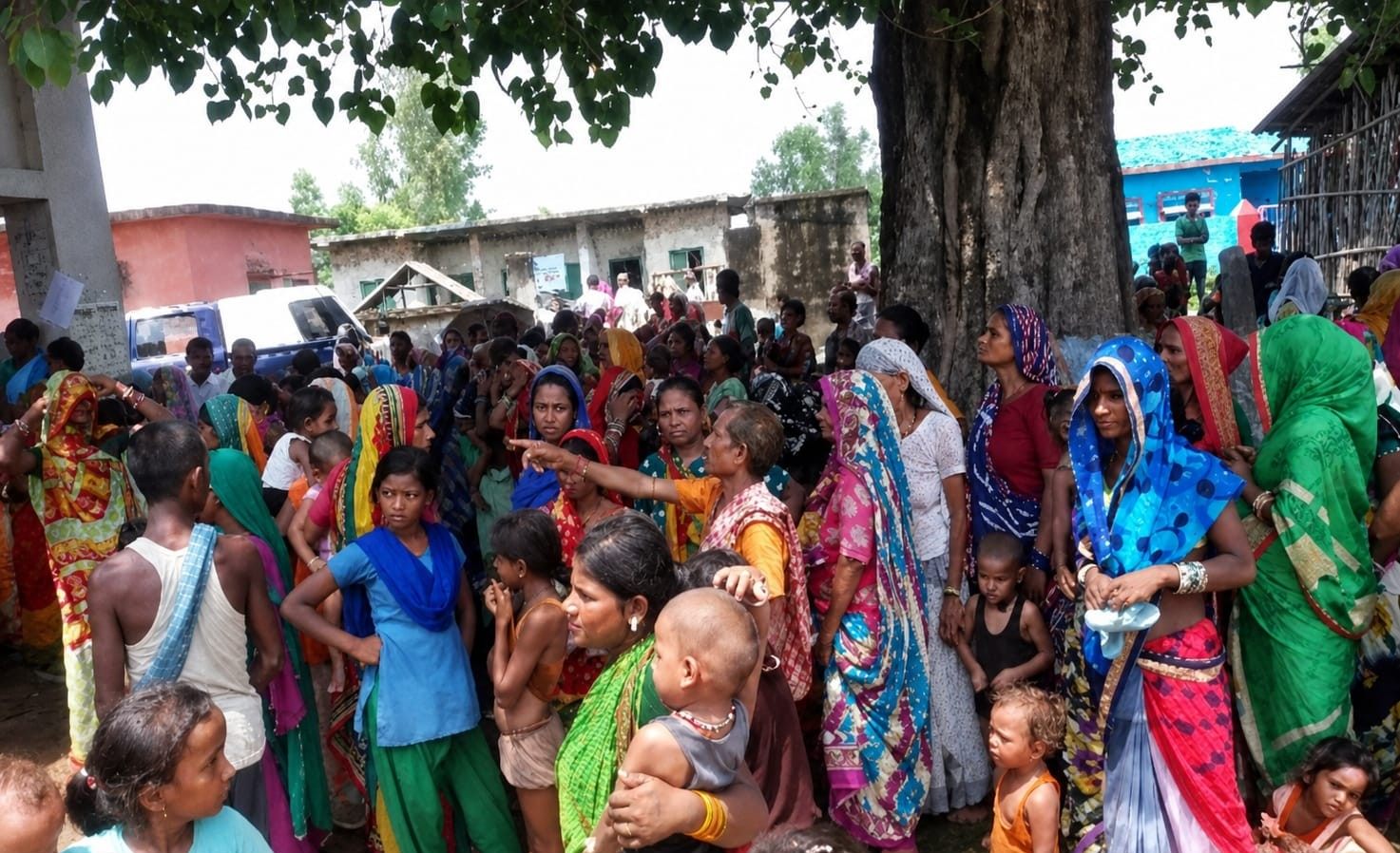 Community gathered for a health camp